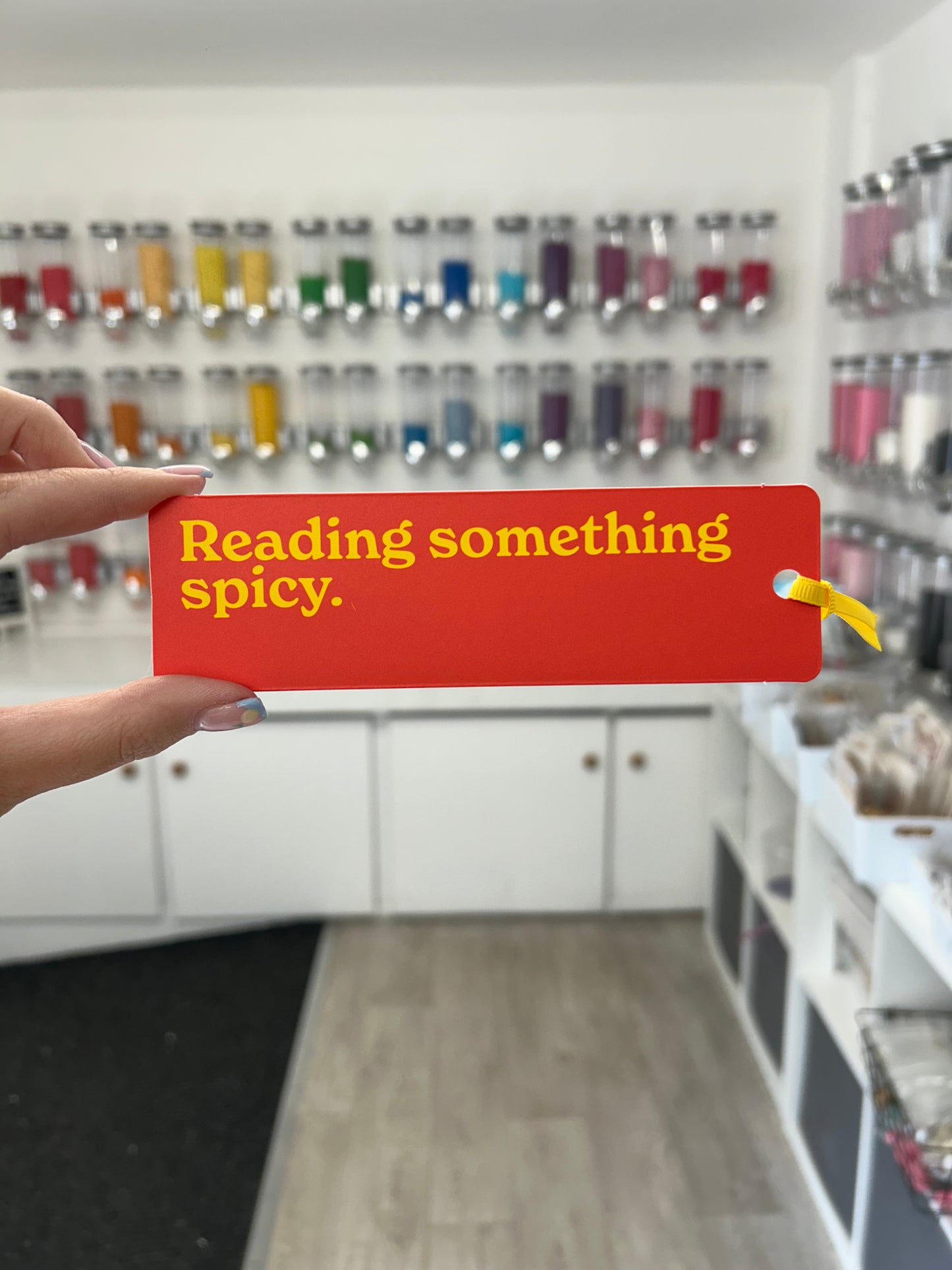 ‘Reading something spicy’ Red Bookmark