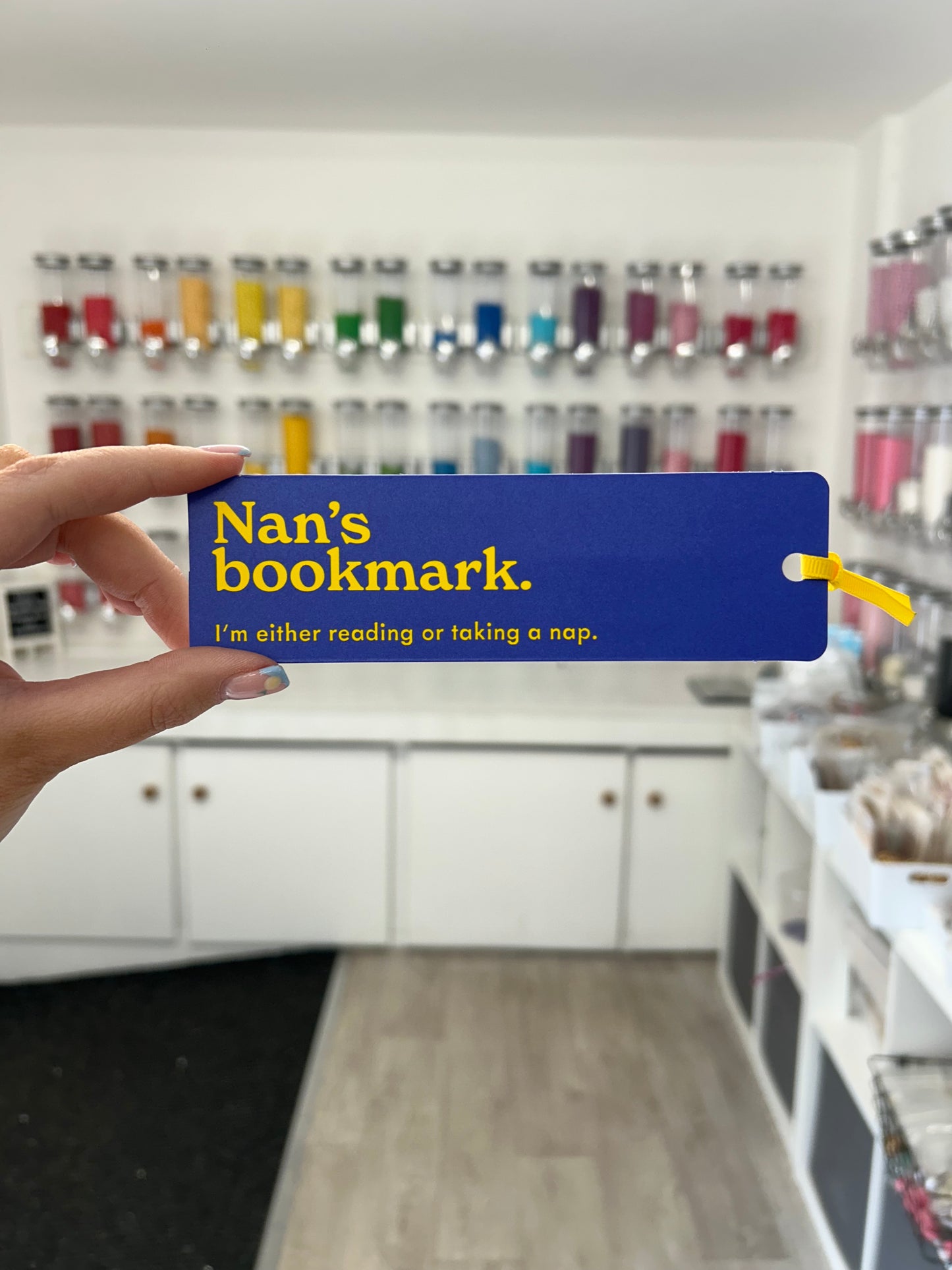 ‘Nan’s bookmark. I’m either reading or taking a nap’ Purple Bookmark