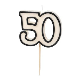 5.5cm Cream & Black Number 50 Candle (1)