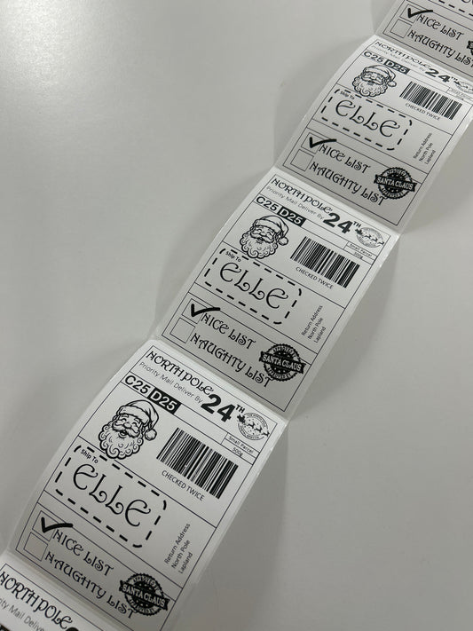 Personalised Christmas Nice List Chocolate Box Postage Label