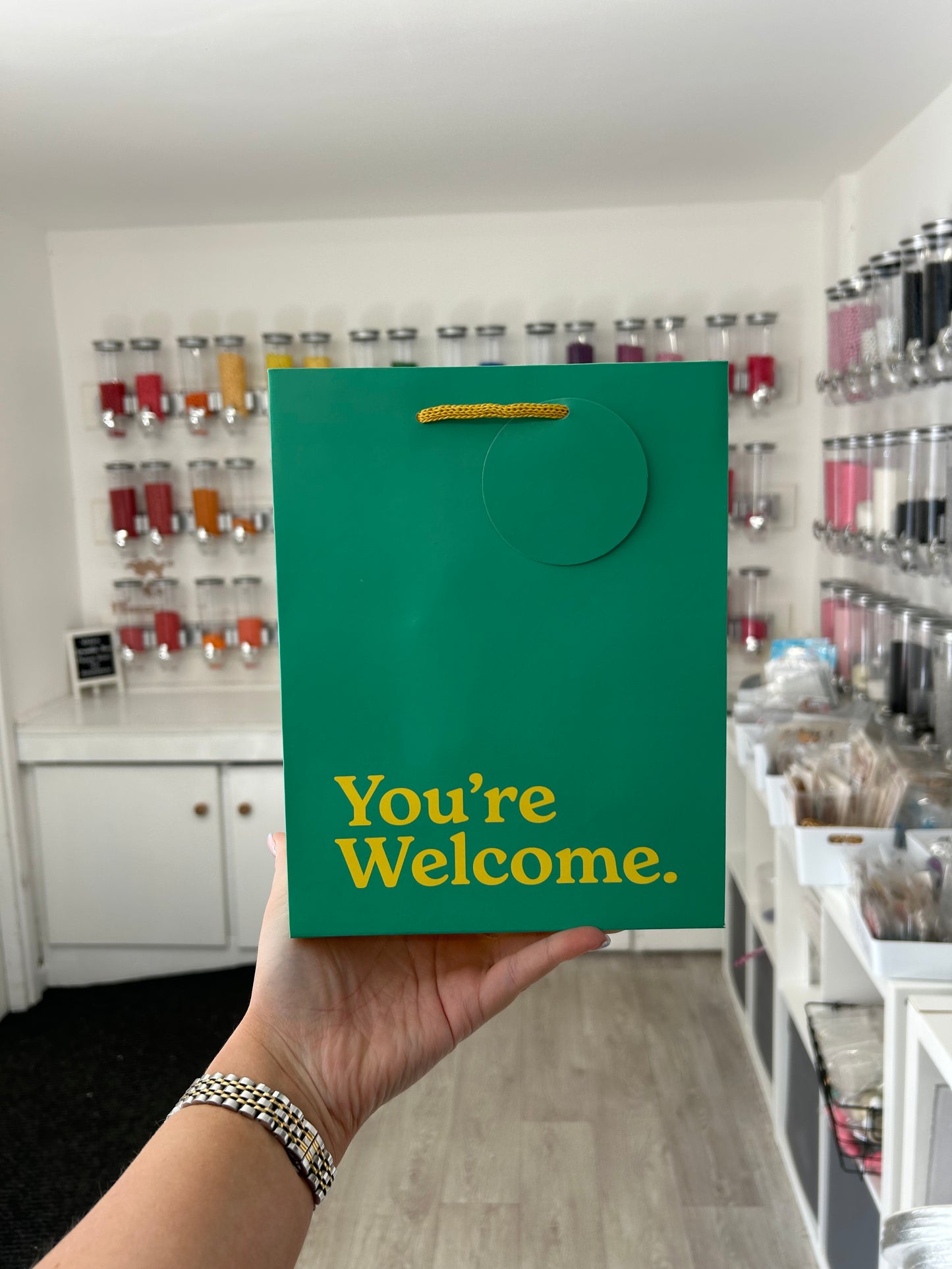 ‘You’re Welcome’ Medium Green Humourous Gift Bag
