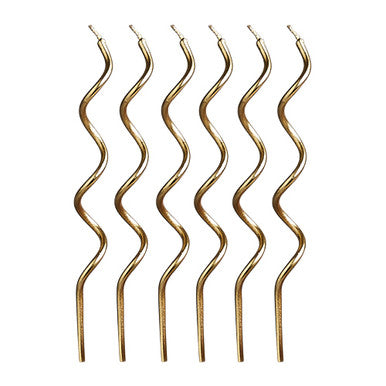 12.5cm Gold Curly Candles (12)