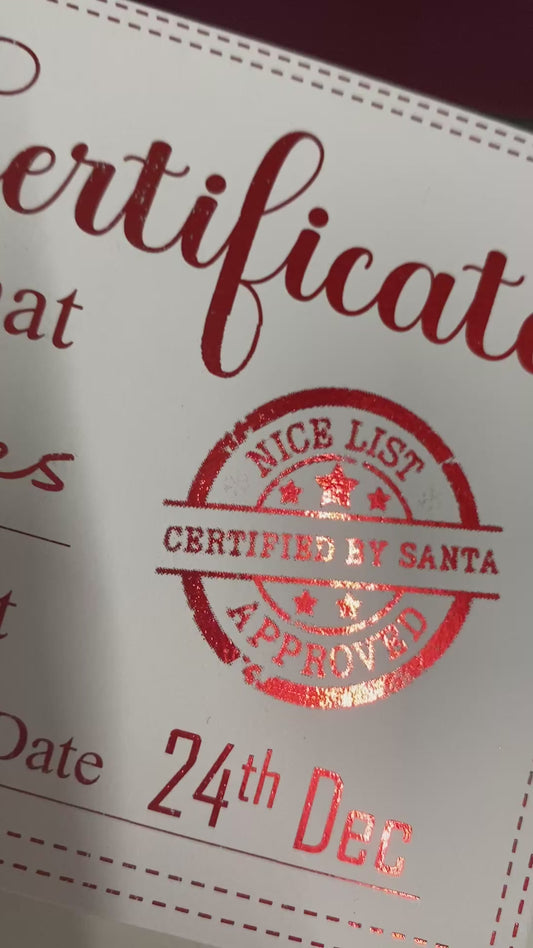 Nice List Certificate