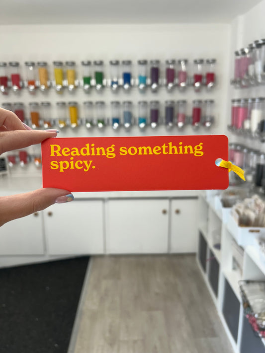 ‘Reading something spicy’ Red Bookmark