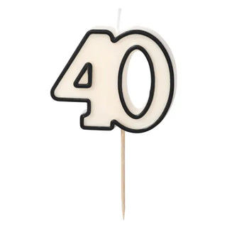 5.5cm Cream & Black Number 40 Candle (1)