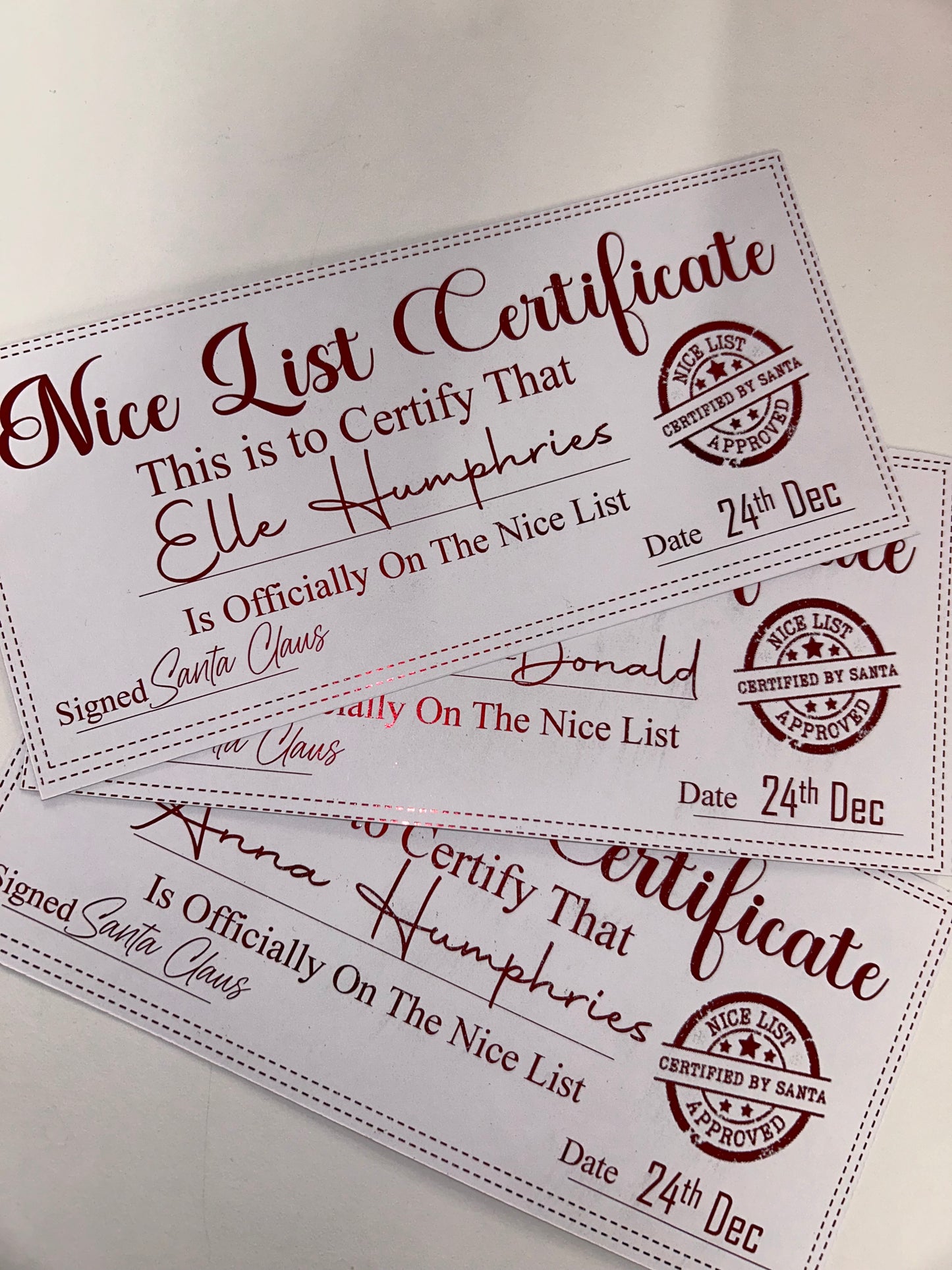 Nice List Certificate