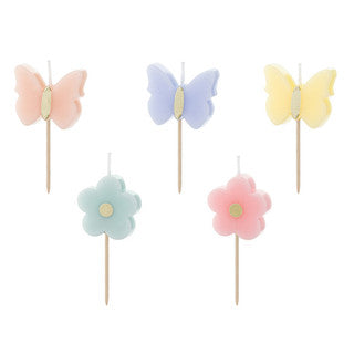 Butterflies & Flowers Birthday Candles (5)