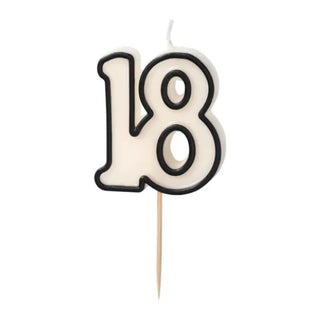 5.5cm Cream & Black Number 18 Candle (1)