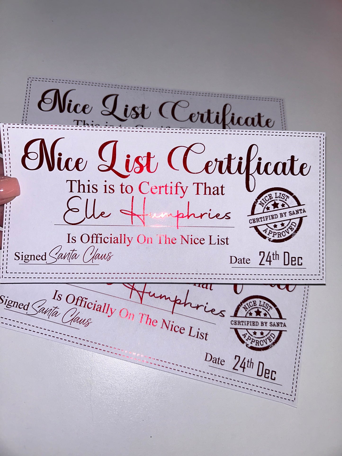 Nice List Certificate