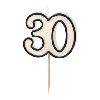 5.5cm Cream & Black Number 30 Candle (1)
