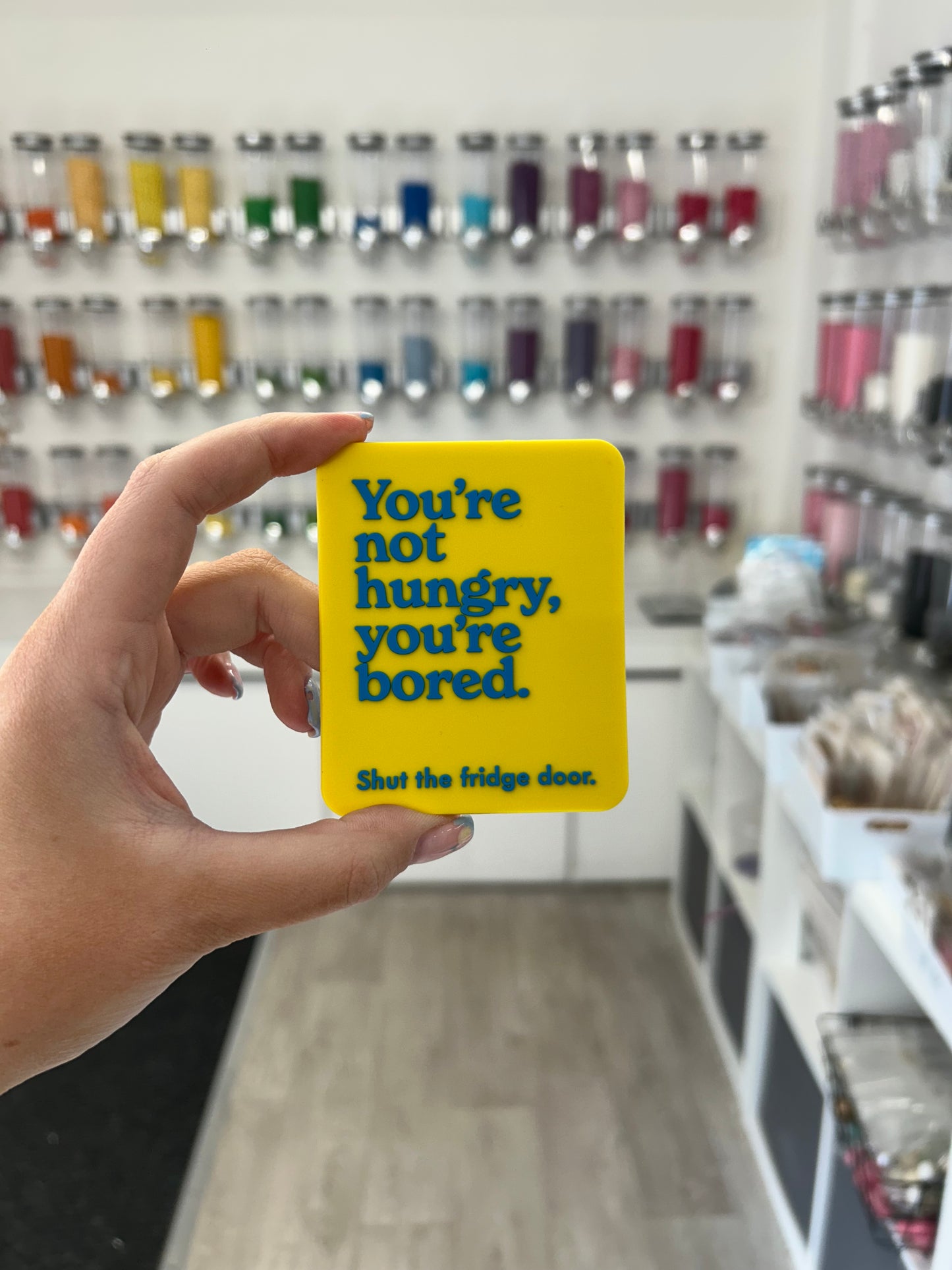 “You’re not hungry, you’re bored. Step away from the fridge” magnet