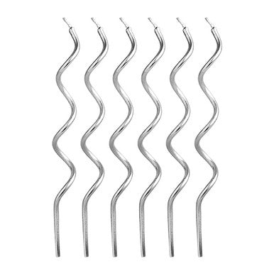 12.5cm Silver Curly Candles (12)