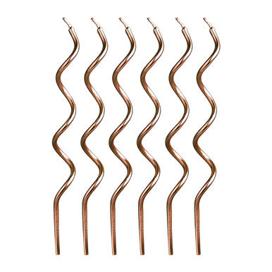 12.5cm Rose Gold Curly Candles (12)