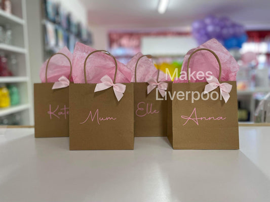 Personalised Party Gift Favour Bag Paper Brown Kraft
