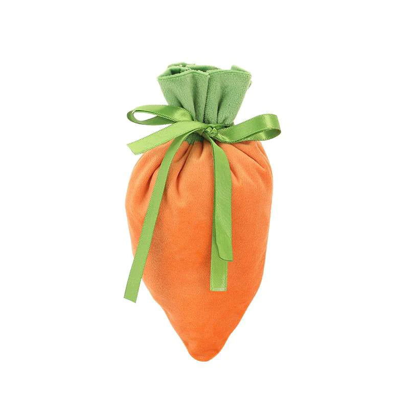 Personalised Velvet Carrot Drawstring Bag