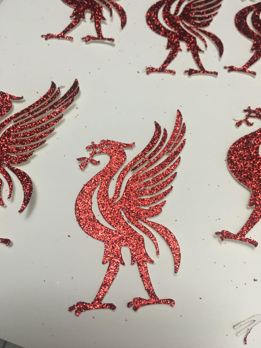 6 Liverpool liverbird  glitter cutouts lfc